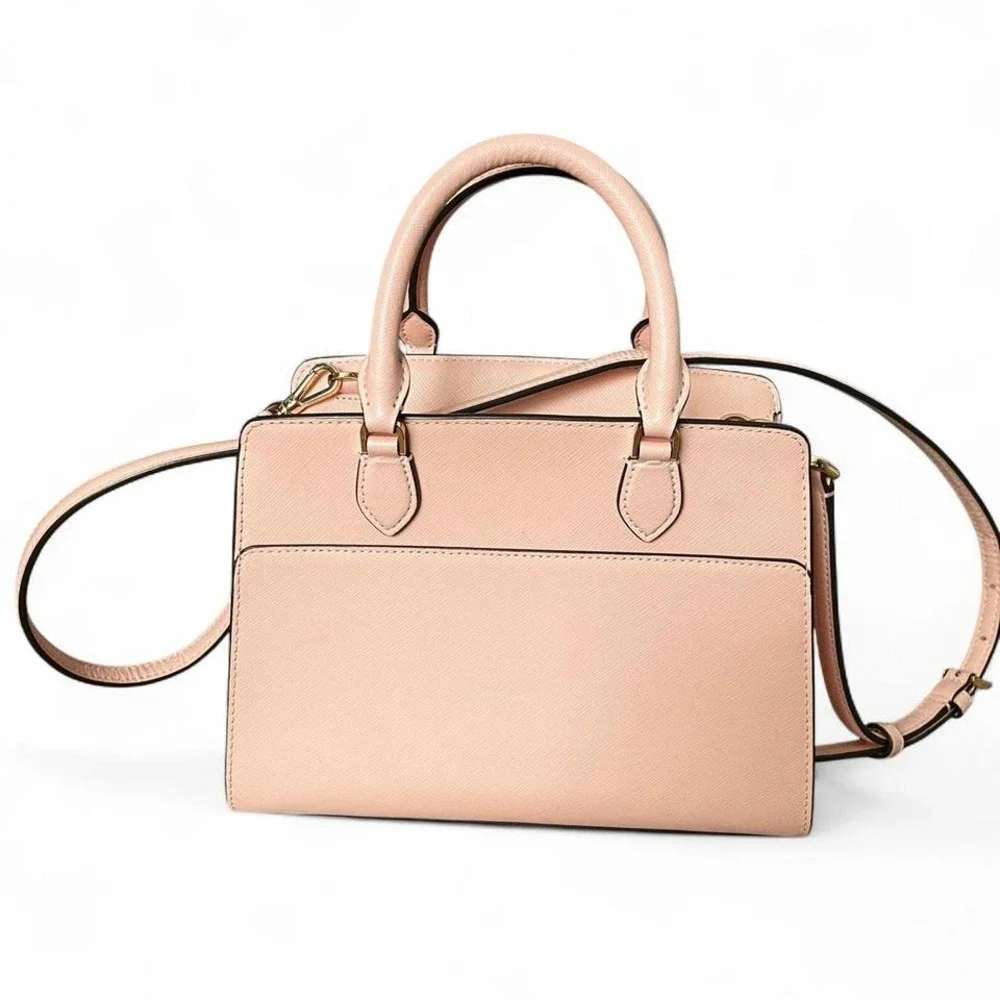 Kate Spade Blush Pink Saffiano Leather Satchel Crossbody Bag Gold Hardware Purse